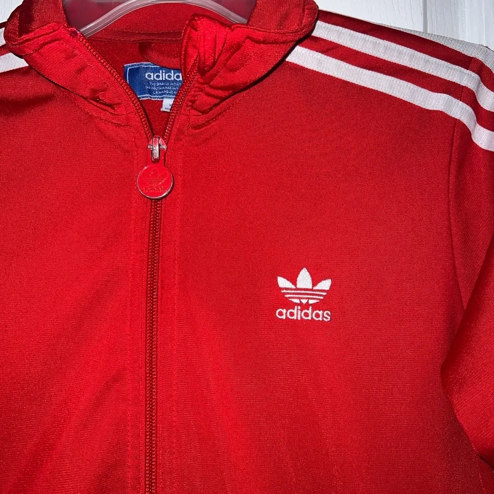 Adidas Originals Trefoil Red 3-Stripe Track Jacket Youth Size M